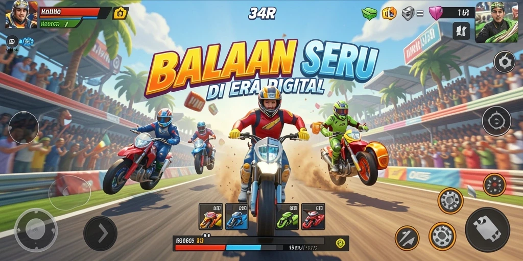Tampilan gameplay balapan yang intens dan seru di 34R.