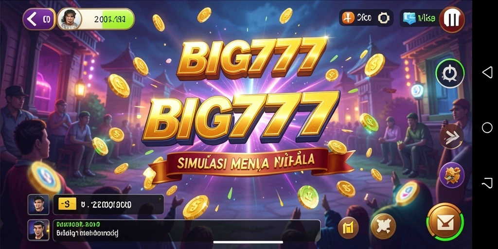Tampilan gameplay utama BIG777 menunjukkan dunia simulasi yang interaktif dan menantang.