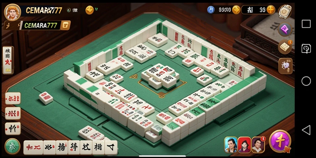 Tampilan gameplay CEMARA777 menampilkan suasana bermain Mahjong yang seru dan interaktif.