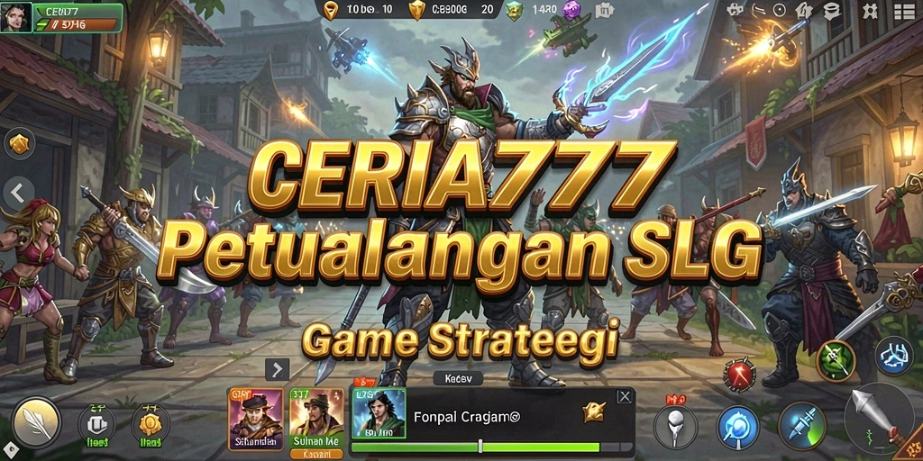 Screenshot utama CERIA777 menampilkan aksi gameplay menarik dalam strategi SLG.