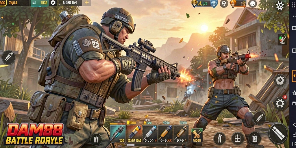 Tampilan gameplay memukau dalam pertarungan Battle Royale.