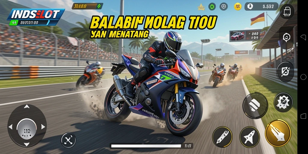 Gameplay mendebarkan balap motor di INDSLOT.