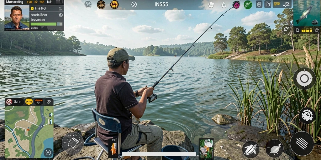 Gameplay seru INS55 dengan aksi memancing yang menarik.