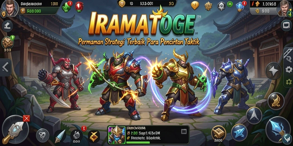 Screenshot utama IRAMATOGEL menunjukkan aksi intens dan strategi yang mendebarkan.