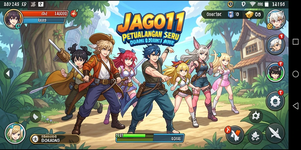 Screenshot gameplay JAGO11 dengan karakter anime yang menarik.
