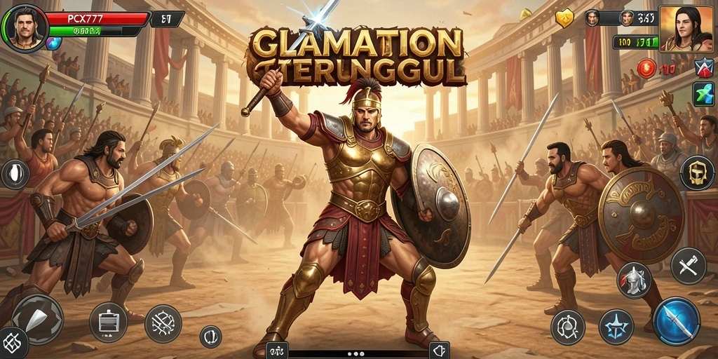 Tampilan gameplay seru dari PCX777 yang menampilkan aksi pertempuran yang mendebarkan.