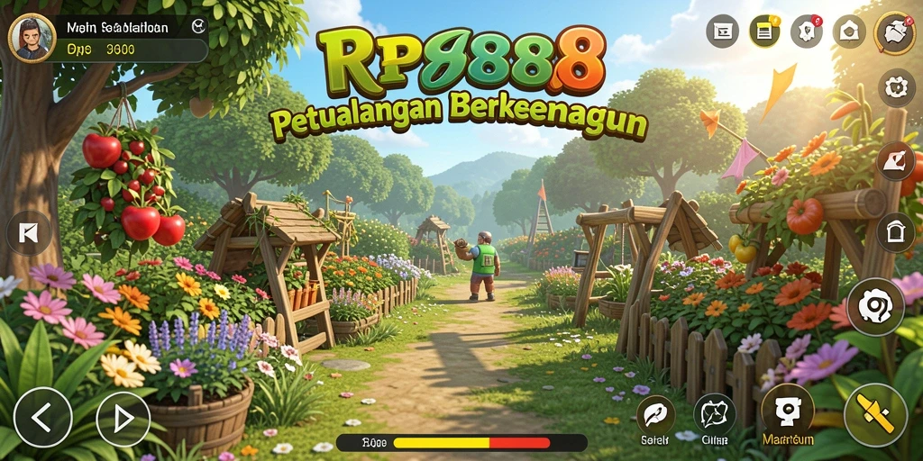 Tangkapan layar gameplay <strong>RP888</strong> dengan berbagai tanaman dan hewan di lahan luas.