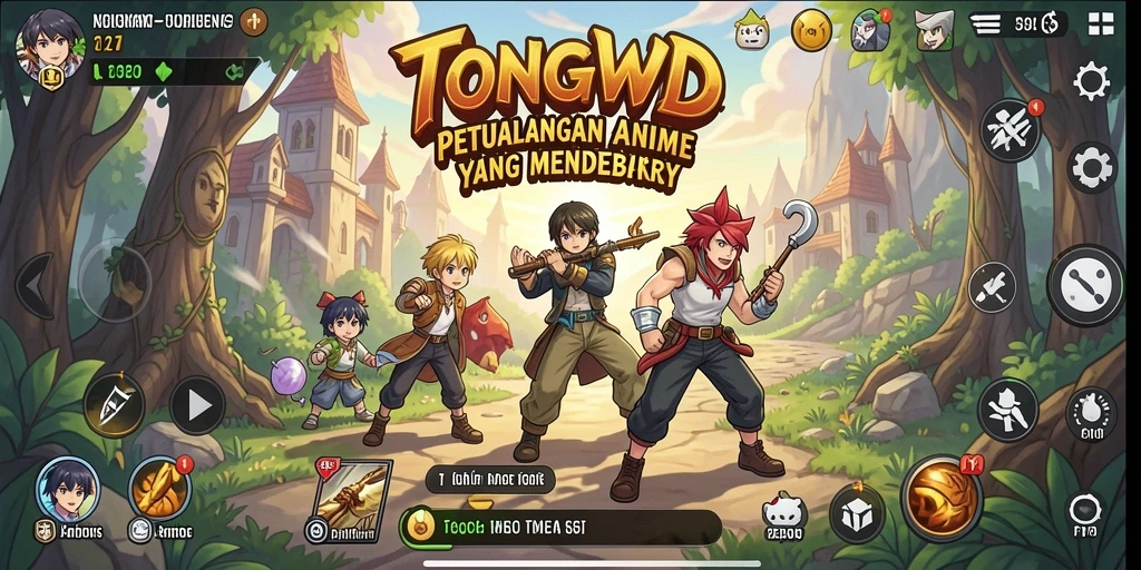Screenshot gameplay TONGWD menampilkan karakter anime yang beraksi.