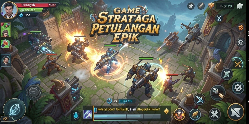 Tampilan gameplay strategis di V21 yang menakjubkan.